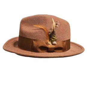 Men's Montique Fedora Hat with Feather Accent Sz Large